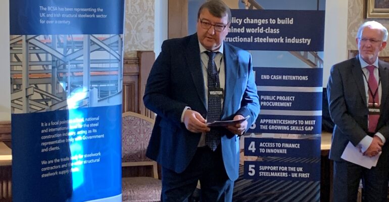 BCSA President Gary Simmons presents steel manifesto